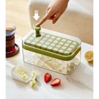 Khay làm đá viên 2 tầng DV Home dung tích lớn có nắp đậy thông minh, Hộp khay làm đá có nắp đậy kèm nút ấn tự động