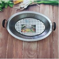 Khay lẩu cá chép om dưa bằng inox, sử dụng được bếp ga và bếp từ kèm theo vỉ chống cháy hàng loại 1