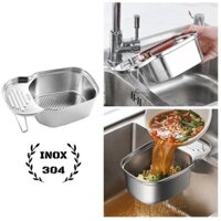 Khay Lọc Rác, Thức Ăn Thừa INOX304 Cao Cấp - RLR02, Khay Đựng Đồ Rửa Chén Bát Gác Bồn