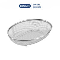 Khay Lưới Inox VilaHome, Rổ Rá Lưới BẦU DỤC 22x31cm Rửa Đựng Hoa Quả, Để Ráo Đồ Chiên Đa Năng