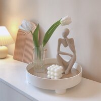 Khay lưu trữ để bàn phong cách Bắc Âu Ins, khay nhựa tròn, khay lưu trữ đồ dùng gia đình, mỹ phẩm, khay lưu trữ trang trí hương liệu, khay gỗ trang trí nhà cửa, lưu trữ để bàn