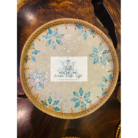 Khay mây khảm trai Mộc An cao cấp đuong kinh 28 cm , đựng đồ đa năng ( khay đựng ly, các đồ vùng lặt như kim chỉ.