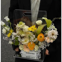 Khay mica đựng hoa - Hộp hoa trong suốt - Giỏ mica trang trí - Giỏ trong suốt cắm hoa