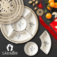 Khay mứt búp hoa sen đen gốm sứ Bát Tràng SG-KMT35