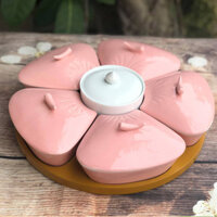 Khay mứt hoa Đào hồng