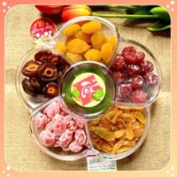 Khay Mứt Hoa Mai Mix 6 Vị Mứt Tết Ô Mai Xí Muội Trái Cây Sấy Dẻo Hộp Quà Tặng Cao Cấp Chuẩn Ngon - Khay 800g