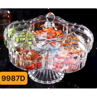 khay mứt. hộp đựng bánh kẹo nhựa pha lê có chân