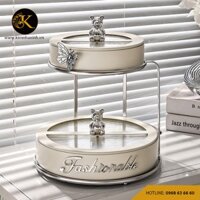 Khay mứt kẹo 2 tầng nắp gấu