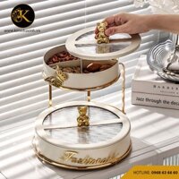 Khay mứt kẹo 2 tầng nắp gấu