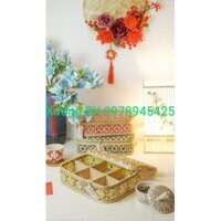 Khay mứt/ khay tre 6 ngăn đan hoa thị