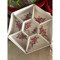 Khay mứt phíp hoa lục giá. có lắp- chống vỡ-loại đẹp