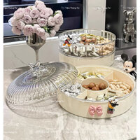 Khay Mứt Tết Bánh Kẹo, Hộp Mứt Tết Nắp Gắn Sao Nhiều Ngăn Phong Cách Sang Trọng, Hiện Đại Cao Cấp