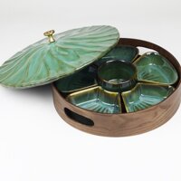 Khay Mứt Tết Gốm Sứ Bát Tràng Men Hỏa Biến - Khay Bánh Kẹo Bát Tràng Cách Điệu