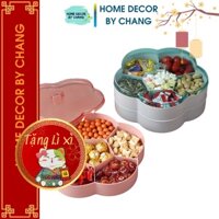Khay mứt tết hộp đựng bánh kẹo tết cao cấp, sang trọng hình Bông Hoa 6 Ngăn