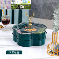 Khay Mứt Tết, Hộp Đựng Mứt Tết Hoa Nắp Hươu Vàng Phong Cách Cổ Điển