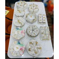 Khay mứt tết, Khay đựng bánh kẹo bằng sứ vân đá cao cấp phong cách hiện đại siêu đẹp