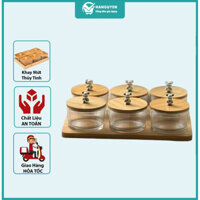 Khay Mứt Thủy Tinh 6 Tròn Nắp Gấu, Hộp đựng bánh kẹo, Khay bánh kẹo tết, Khay mứt, khay mứt tết