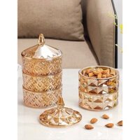 Khay mứt thủy tinh ,Thố thủy tinh pha lê nhiều tầng đựng mứt, kẹo, hạt dưa, lọ thủy tinh đựng hạt khô sang trọng