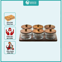 Khay Mứt Thủy Tinh Tròn Nắp Gỗ, Hộp đựng bánh kẹo, Khay bánh kẹo tết, Khay mứt, khay mứt tết
