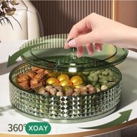 Khay Mứt Xoay, Hộp Đựng Mứt Tết Bánh Kẹo Mẫu Mới 2022 Yoota 1 Tầng và  2 Tầng 10 Canh Hoa Có Rãnh Để Điện Thoại Màu Xanh