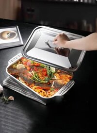 Khay nấu ăn, khay hấp cá, khay nấu đa năng nấu hấp Inox 304