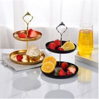 Khay nhiều tầng đựng trang sức mỹ phẩm, bánh trái cây bằng kim loại sang trọng,phù hợp nhiều không gian, cao 23cm