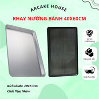 Khay Nhôm Nướng Bánh kích thước 40x60cm, cao 3-5cm. Có 2 mẫu đáy khay trơn và có đục lỗ