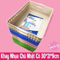 Khay Nhựa Chữ Nhật, Rổ Nhựa Cỡ A4 35,5x26,5x8cm &amp; B5 30x21x8,5cm  - Màu Trắng,Cỡ B5 30x21x8,5cm