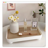 Khay nhựa chữ nhật vuông trang trí đựng đồ đa năng màu trắng