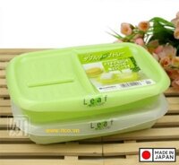 Khay nhựa đựng xà bông tắm, xà phòng rửa tay,..vv  Leaf Inomata chia 2 ngăn - Nội địa Nhật Bản - Xanh  Trắng