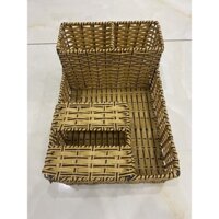Khay nhựa giả mây đựng muỗng đũa,gia vị,khăn giấy