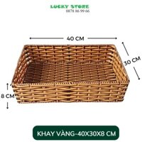 Khay nhựa giả mây hình chữ nhật 40 cm