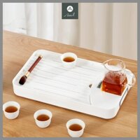 Khay nhựa ráo nước đa năng có ngăn kéo đựng đồ, khay để bình nước cốc ly phong cách Bắc Âu hiện đại nhiều màu ASSEL