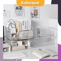 Khay nhựa trong suốt đựng mỹ phẩm, văn phòng phẩm để bàn SH157