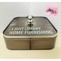 KHAY NHỰA TRONG SUỐT ĐỰNG TRÁI CÂY BÁNH KẸO NẮP GẤU