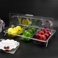 Khay nhựa trong suốt đựng Trân Châu Topping Thức Ăn Chè Hoa Quả Bánh Kem hộp đựng to có nắp đậy trưng bày trang trí làm đẹp cho quầy hàng ăn trà sữa cafe trái cây tươi cao cấp