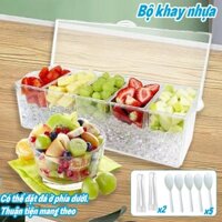 khay nhựa tủ lạnh Hộp khay đựng topping nhựa PC ướp đá lạnh dễ sử dụng,5 ngăn có thể tháo rời
