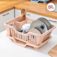 Khay nhựa úp chén bát ráo nước Việt Nhật (3535), Giá úp bát đĩa có ống đũa đa năng kèm khay hứng thoát nước - br 02025