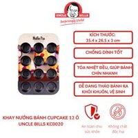 Khay nướng bánh cupcake 12 ô chống dính chính hãng UBL KC0020 (Đen)