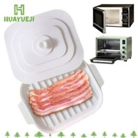 Khay nướng chảo HUAYUEJI Bacon, Khay đựng thịt xông khói vi sóng vuông bằng silicon, chịu nhiệt độ cao Dễ dàng làm sạch có nắp Đĩa bánh để nấu ăn bằng lò vi sóng