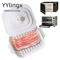 Khay nướng thịt xông khói lò vi sóng YYLINGX, có nắp Khay nướng chảo thịt xông khói chịu nhiệt độ cao, Đĩa trình bày Sushi silicon vuông dễ dàng làm sạch để nấu ăn bằng lò vi sóng