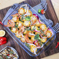 Khay nướng thủy tinh borosilicate cao, khay thủy tinh chịu nhiệt, khay cơm nướng hình chữ nhật, lò vi sóng gia đình, khay cá