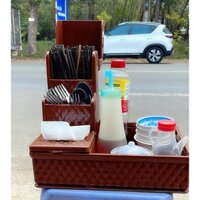 Khay Ống Đũa Có Nắp Hộp Giấy và Khay Đựng Gia Vị Nhựa Thắng Lợi size lớn 32x24x27 TL079