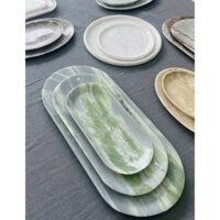 Khay Oval siêu mỏng đá tự nhiên cỡ to - Xanh Ngọc