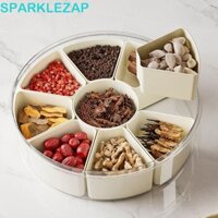 Khay phục vụ chia đôi SPARKLELAP, Hộp đựng trái cây gia vị tròn bằng nhựa dung tích lớn, 9 dây buộc đa năng có nắp và tay cầm Hộp đựng gia vị kín cho gia đình