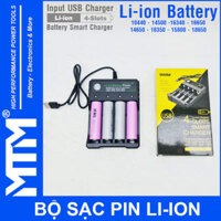 Khay sạc pin Lithium ion 4 khe – nguồn cổng sạc USB