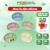 Khay Silicon Ăn Dặm cao cấp loại 1, Khay Silicone 4 Ngăn Cho Bé Ăn Dặm-Khay Ăn hình Oval - Mẹ Chin Shop
