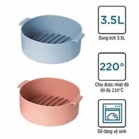 Khay silicone dành cho nồi chiên không dầu và lò vi sóng  Lock&amp;Lock  3.5L và 5L, CKB002 CKB003 chịu nhiệt độ cao dễ dàng vệ sinh -  3.5L - CKB003  -  Màu xanh biển