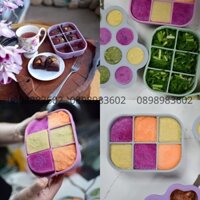 Khay silicone trữ đông 6 ngăn có nắp, khay trữ đồ ăn dặm, hộp đựng thức ăn, khay làm đá viên cỡ lớn