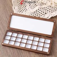 Khay sơn gỗ WANGMCAI, có nắp hình chữ nhật Bảng màu nước di động, Ins Dễ dàng mang theo 24 lưới Tranh rỗng Hộp sắc tố phác thảo